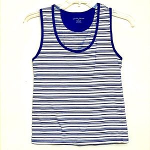 🌞 New York & Company blue & white striped basic thick strap tank top M